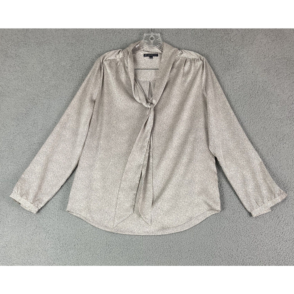 Adrianna Papell Womens Size S Dotted Elegant Blouse Top Neck Tie